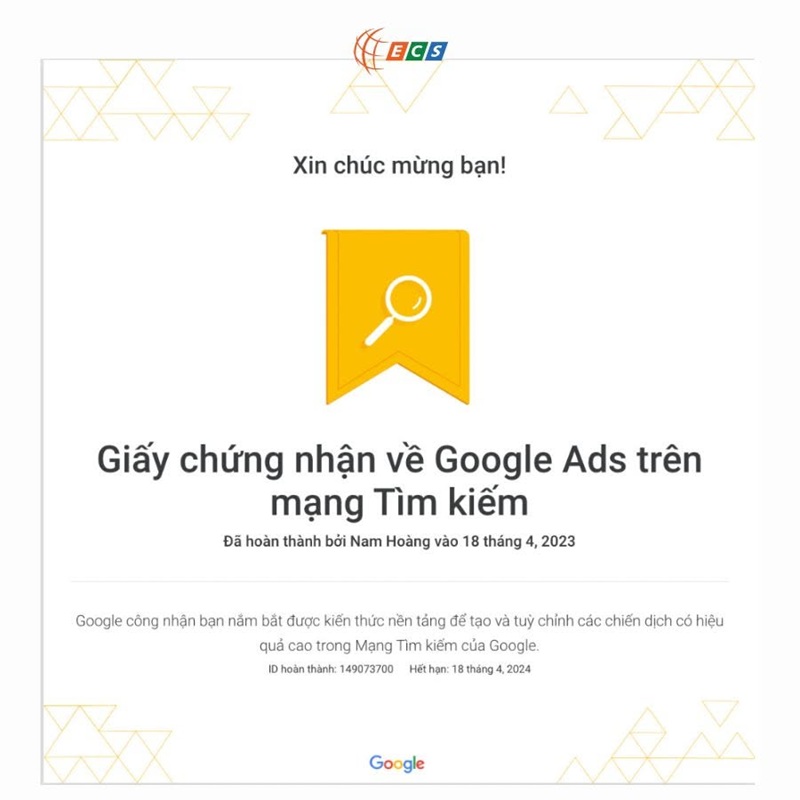 ECS Media chính thức trở thành đối tác quảng cáo của Google