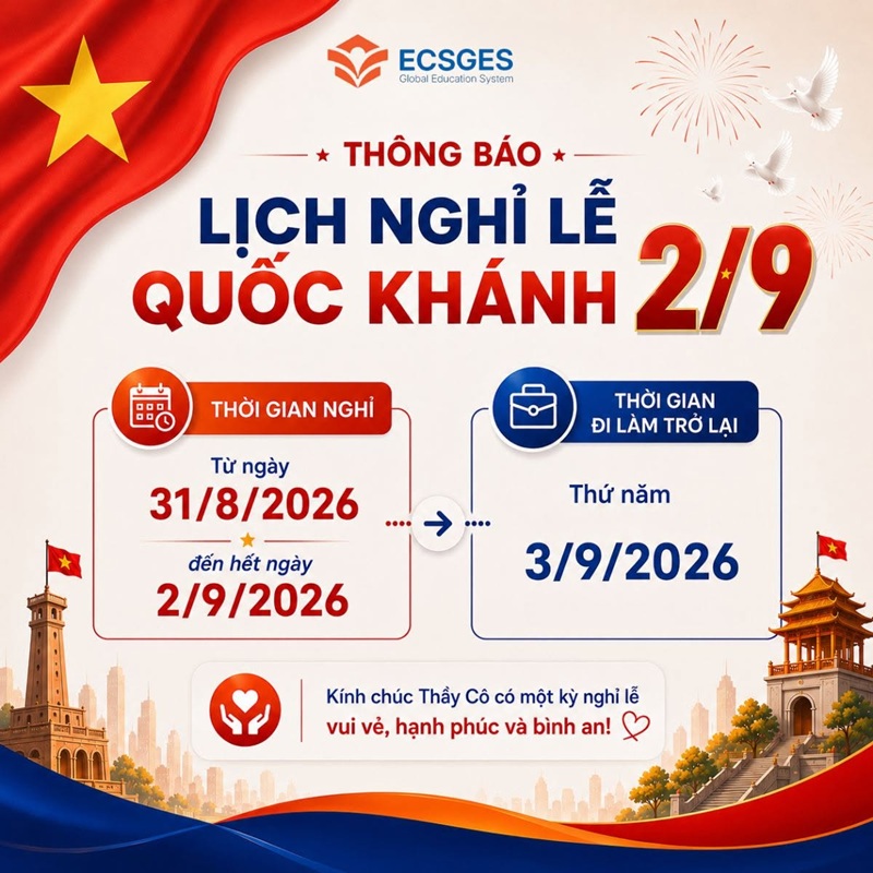 Lịch nghỉ lễ Quốc khánh 02/9 năm 2026 Lịch nghỉ lễ Quốc khánh 02/9 năm 2026